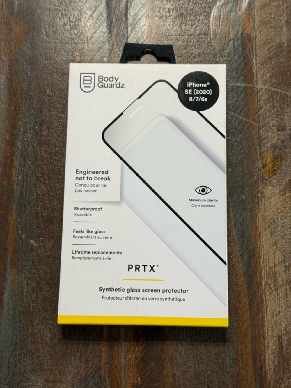iPhone SE (2020) 8/7/6s BodyGuardz PRTX Synthetic Glass Clear Protector NWT